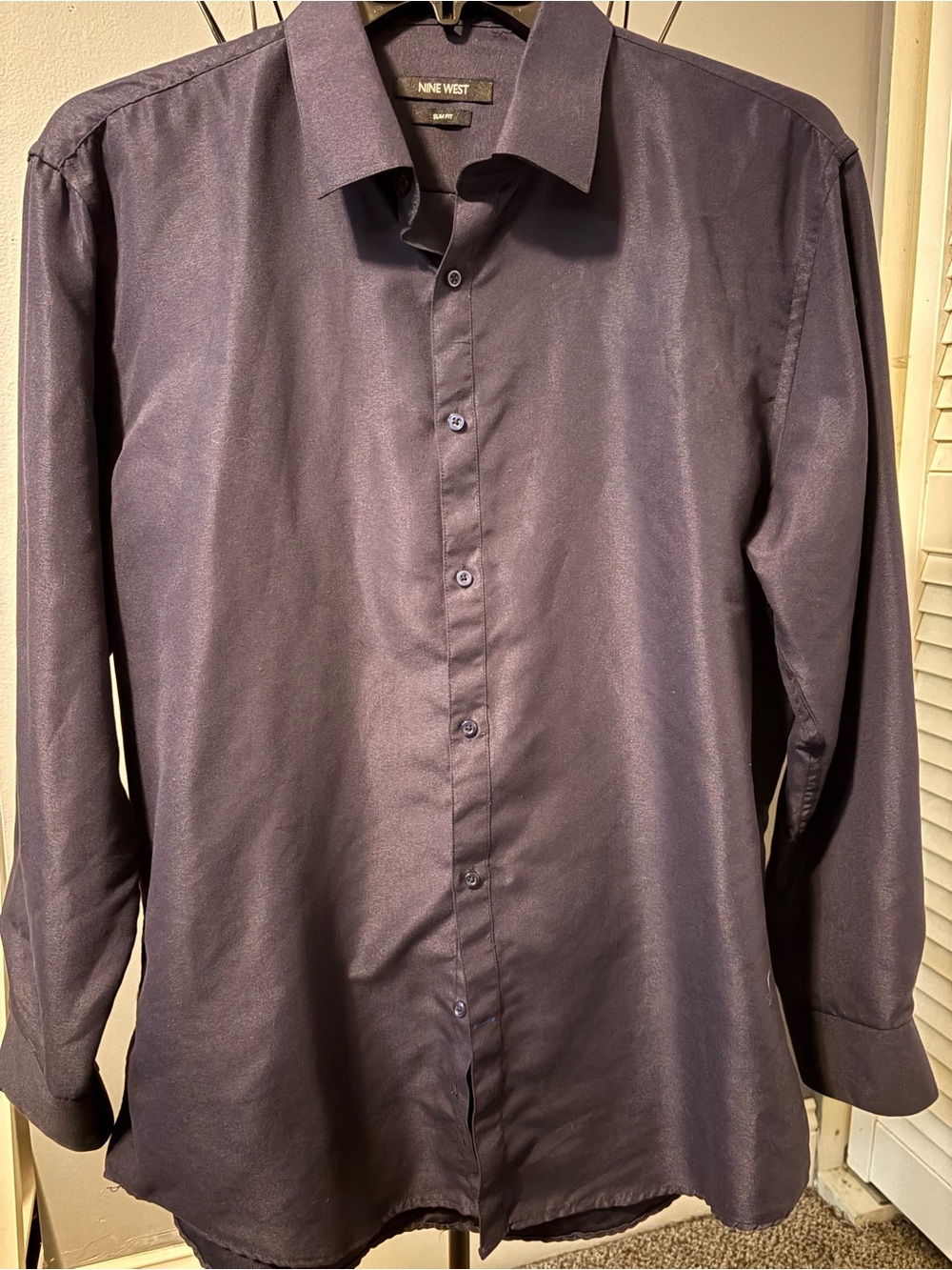 Nine West Men's Navy Button-Up Dress Shirt
